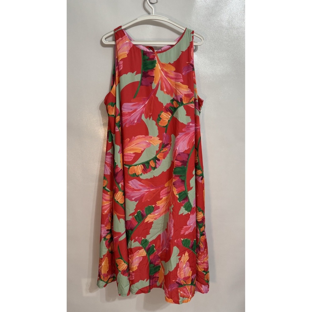 Chico's Women's Size 3 16 Trapeze Floral Sleeveless Midi Dress Tie Back NWT $159